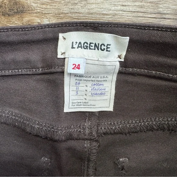 L’agence High Rise Marguerite Skinny Espresso Brown Coated Size 24 Stretch Jeans - Picture 7 of 12